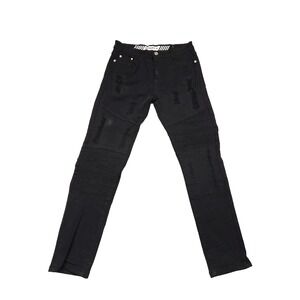 G Star Raw Mens 34 Black Denim Jeans Straight Distressed Premium Streetwear